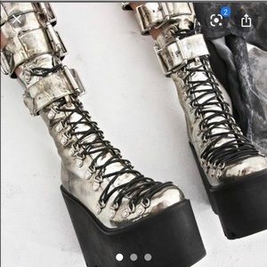Current Mood Hologram Platform Boots 8 Dolls Kill Festival Rave
